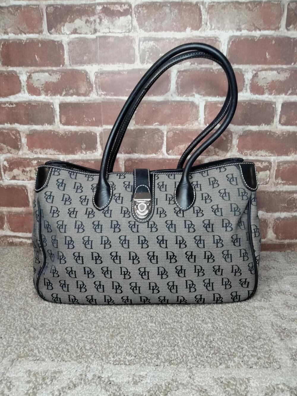 Dooney & Bourke Signature Monogram Tote Bag Jacquard Canvas Leather Trim